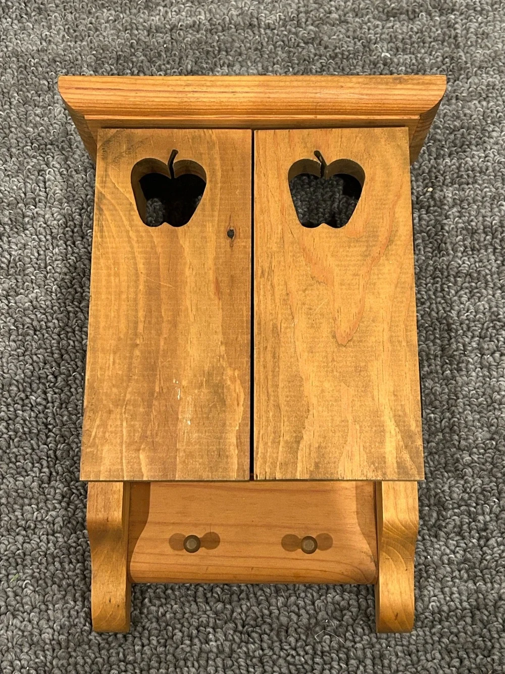Country Wood Knick-Knack Shelf with Doors Apple  Cutout